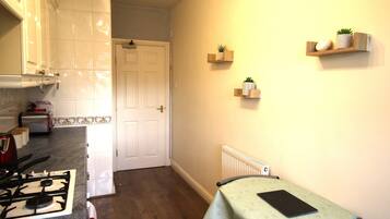 Fridge, microwave, oven, electric kettle