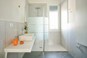 Secador de cabelo, toalhas de banho, sabonete 