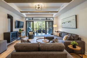 Smart TV, fireplace, stereo