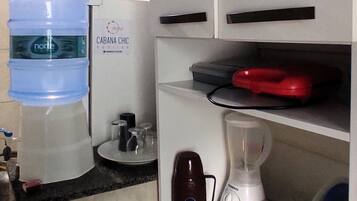 Fridge, dishwasher, blender, cookware/dishes/utensils