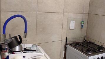 Fridge, dishwasher, blender, cookware/dishes/utensils