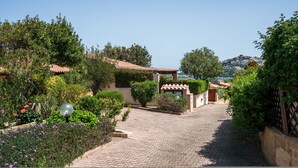 A paved pathway leading to a building with a tiled roof, surrounded by lush greenery and a clear sky. - Casa Marebl in Palau (Palau)