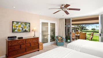 1 bedroom, laptop workspace, iron/ironing board, bed sheets