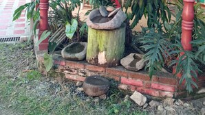 A rustic outdoor area with a wooden sign reading "BIENVENIDOS A MI RANCHO". - Rancho Ventura (Filandia)