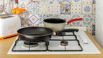 Family Apartment | Private kitchen | Electric kettle, highchair