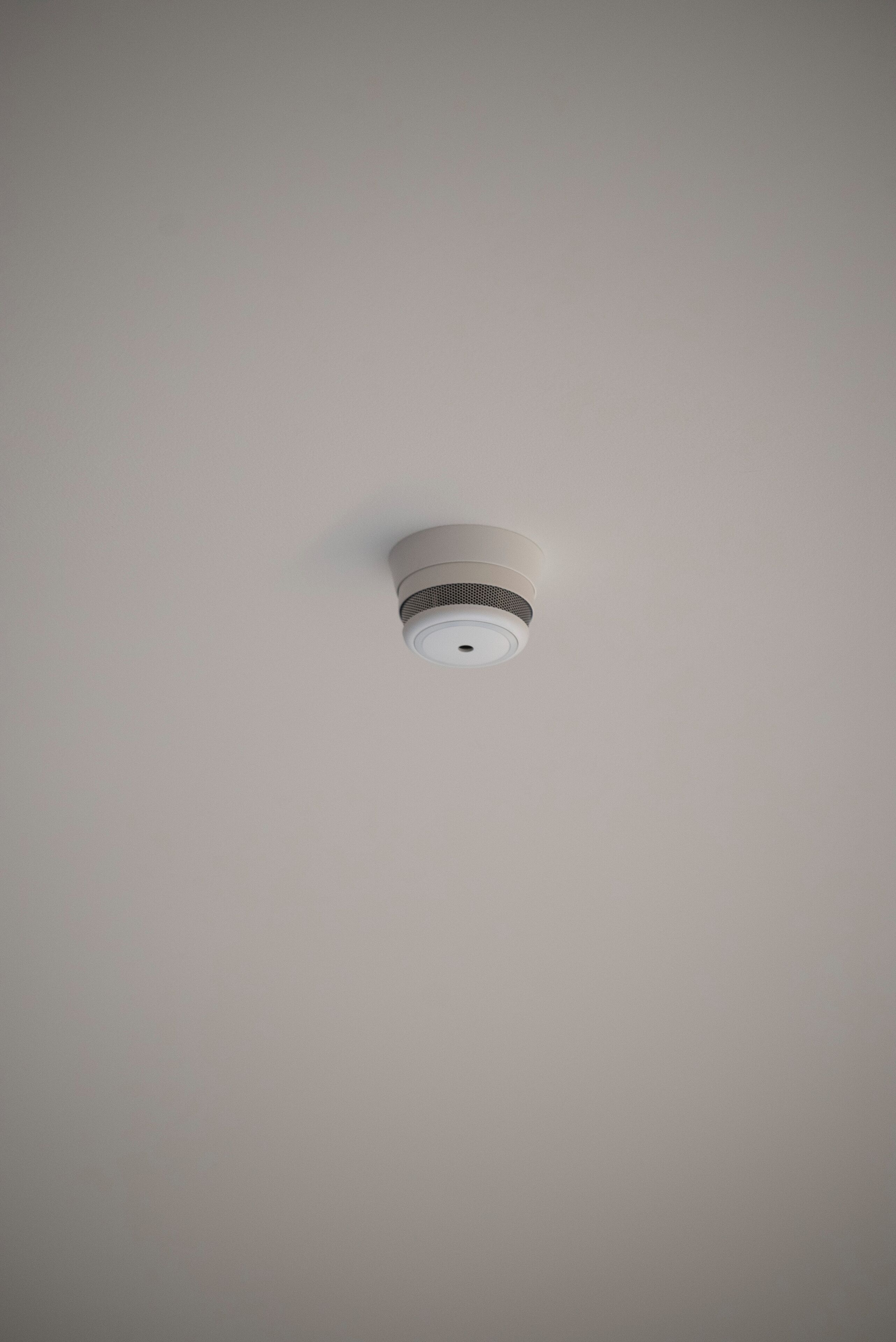 A ceiling-mounted smoke detector.