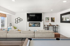 Smart TV, fireplace, video games