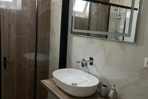 Regadera, secadora de cabello, bidet, toallas 