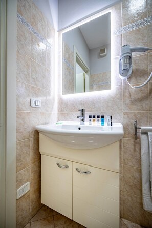 Shower, hair dryer, bidet, soap