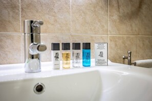 Shower, hair dryer, bidet, soap