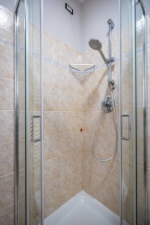 Shower, hair dryer, bidet, soap