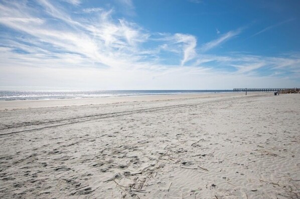 Plage, chaises longues
