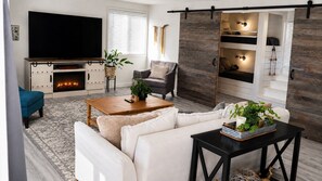 Smart TV, fireplace, video games