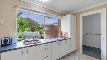 Fridge, microwave, toaster, high chair