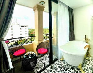 Habitación Deluxe doble, vistas a la montaña | Terraza o patio