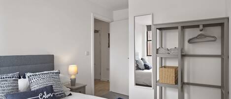 2 bedrooms, desk, iron/ironing board, travel crib