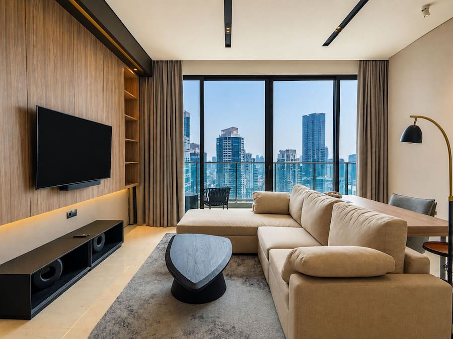 Grand Suite, 2 Bedrooms | Area keluarga | Smart TV 43-inci dengan saluran TV satelit