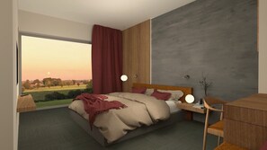Habitación doble, balcón, vista al jardín | Caja de seguridad en la habitación, escritorio y cortinas blackout