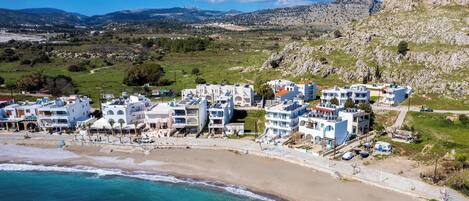 Beach nearby, sun loungers