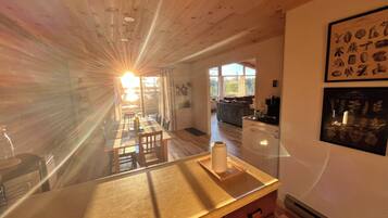 Télévision, cheminée, lecteur de DVD