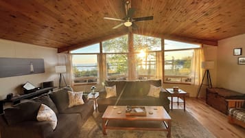 Télévision, cheminée, lecteur de DVD