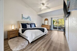 2 bedrooms, desk, iron/ironing board, travel crib