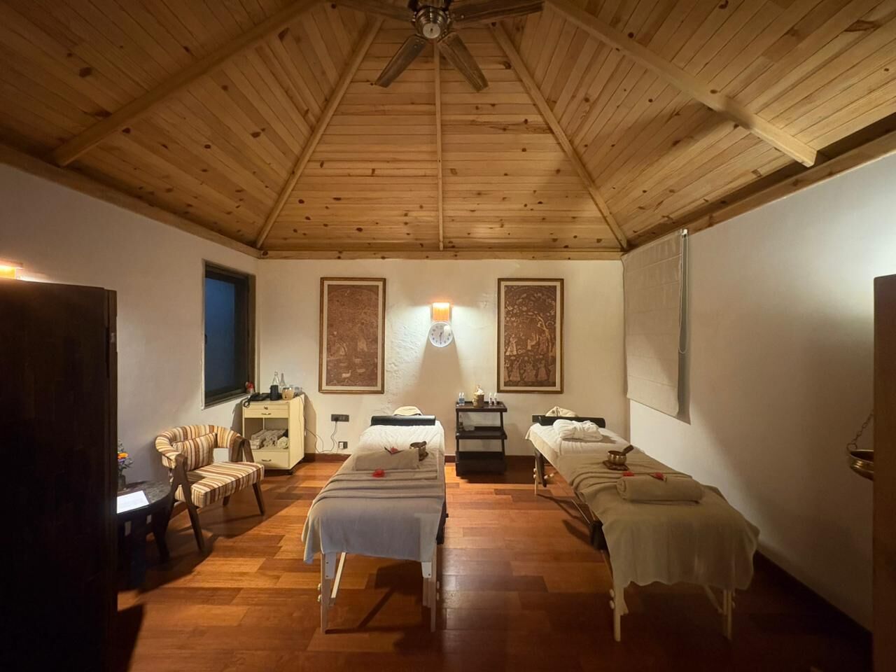 Sauna, steam room, deep-tissue massages, Ayurvedic treatments, massages