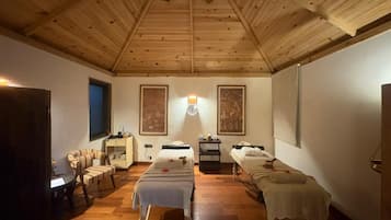 Sauna, steam room, deep-tissue massages, Ayurvedic treatments, massages