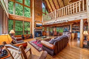 TV, fireplace - Highland Lodge: 3BR w/Incredible Views | Hot Tub + Fireplaces (Sevierville)