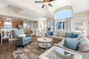 TV, fireplace - Stella Blue: Hot Tub | Pool Access | Dog-Friendly (Corolla)