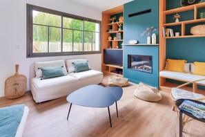 Télévision, cheminée