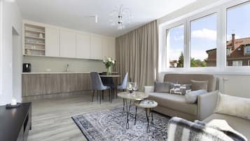 Comfort Apartment | Private kitchen | Fridge, stovetop, dishwasher, electric kettle