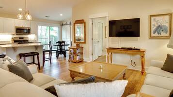 TV, DVD player, video library