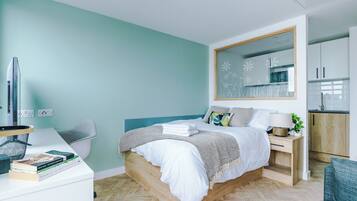 Studio Premium | 1 chambre, draps en coton égyptien, literie de qualité supérieure