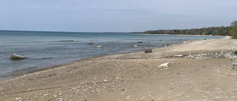 Plage à proximité, chaise longue, serviettes de plage