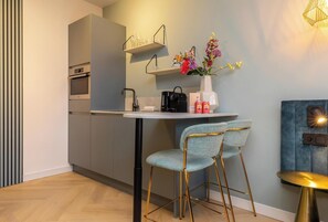 Fridge, microwave, dishwasher