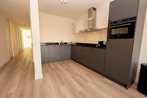 Fridge, microwave, dishwasher