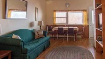 Smart TV, DVD player, books, video library