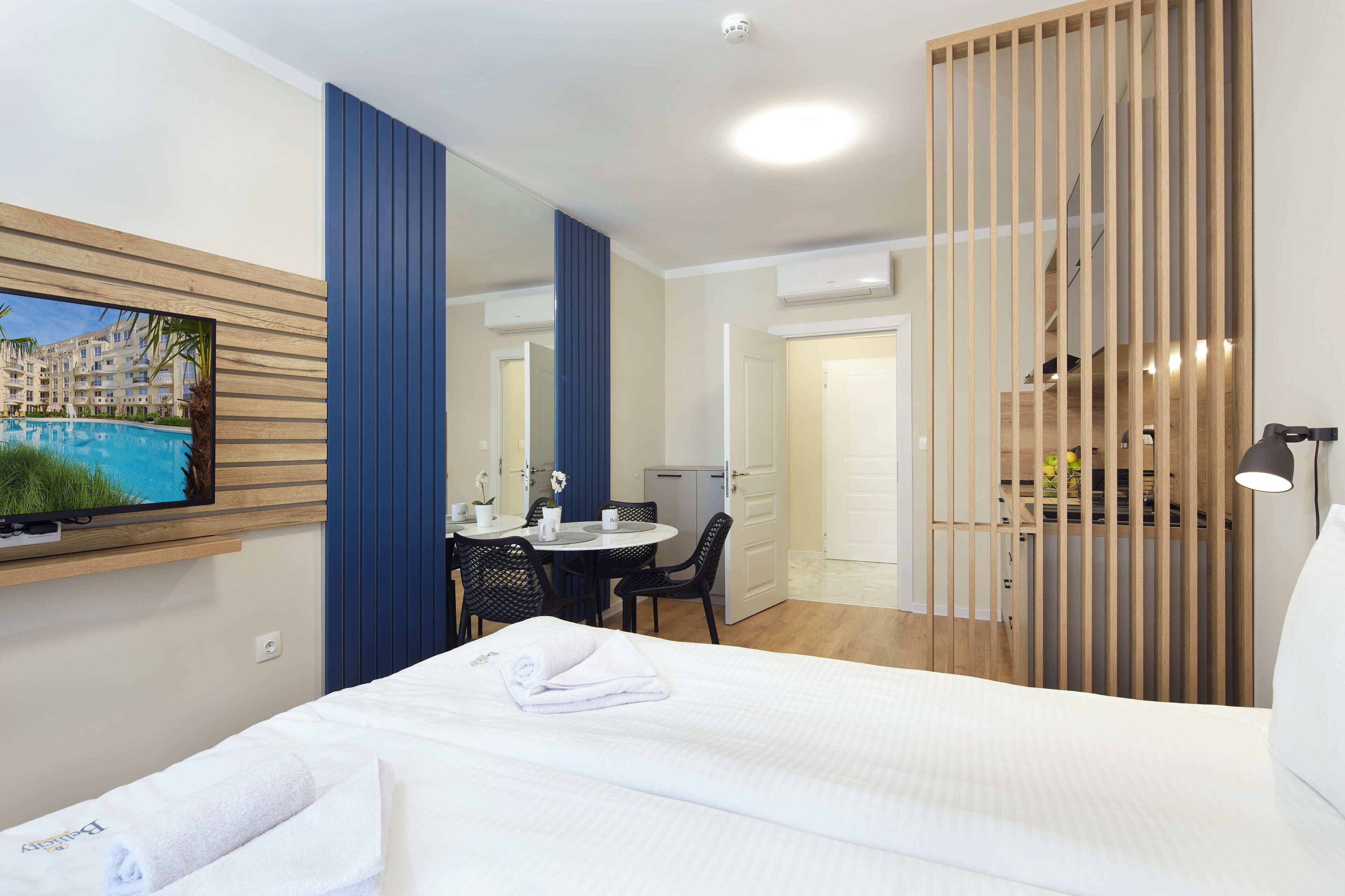 Studio With Double Bed | Premium bedding, down comforters, memory foam beds