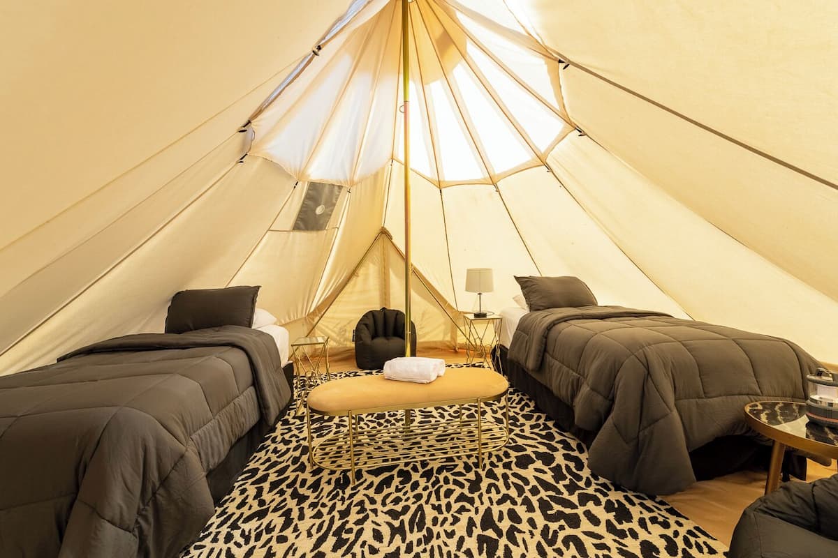 Comfort Tent, 2 Twin Beds | Hypo-allergenic bedding, down comforters, individually decorated