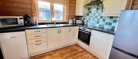 Fridge, microwave, oven, dishwasher