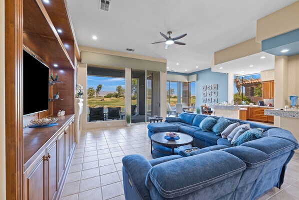 Smart TV, fireplace, computer monitors, printers