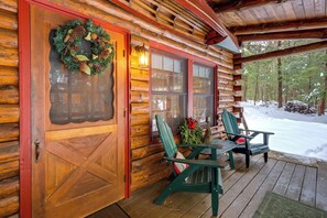 Terrace/patio - Lake & Beach Access at Lake Luzerne Cabin! (Lake Luzerne)