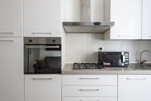 Fridge, oven, dishwasher, coffee/tea maker