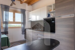 Fridge, oven, stovetop, coffee/tea maker