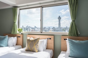 Premium Quadruple Room, City View | Premium bedding, blackout drapes, free WiFi, bed sheets - ESLEAD HOTEL Namba South 1 (Osaka)