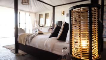 Luksus-telt | Egyptiske bomuldslagner, premium-sengetøj, dundyner, minibar