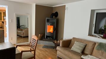 Televisión y chimenea