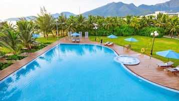 2 outdoor pools, open 6:00 AM to 10:00 PM, pool umbrellas, sun loungers