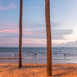 On the beach, sun-loungers, beach towels, beach massages